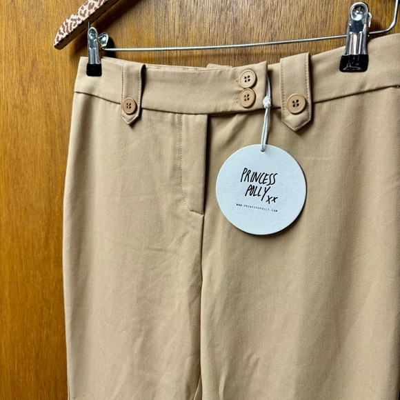 NEW Princess Polly Veronika Pants Flare Leg Trousers Beige US 4 NWT - Picture 8 of 16